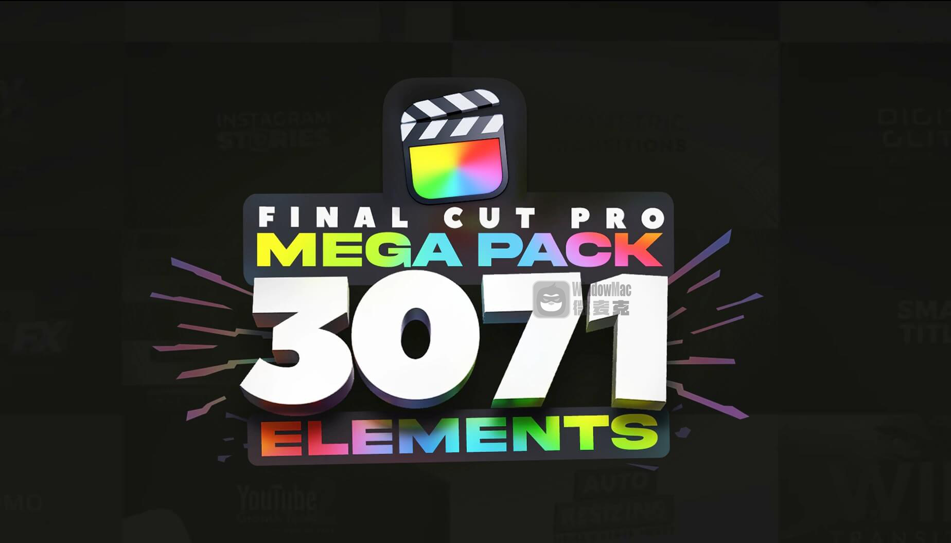 FCPX插件|素材剪辑3071个缩放故障转场文字标题效果特效合集包 LenoFX Mega Pack